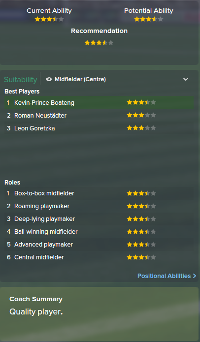 Kevin-Prince Boateng, FM15, FM 2015, Football Manager 2015, Scout Report, Current & Potential Ability