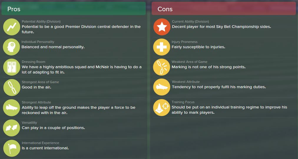 Patrick McNair, FM15, FM 2015, Football Manager 2015, Scout Report, Pros & Cons