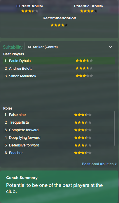 Paulo Dybala, FM15, FM 2015, Football Manager 2015, Scout Report, Current & Potential Ability