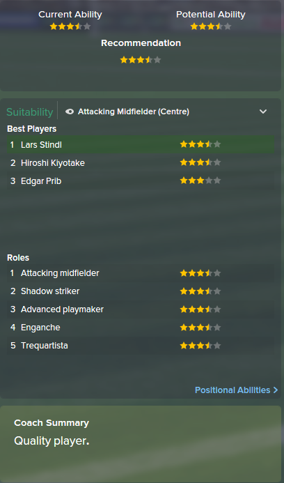 Lars Stindl, FM15, FM 2015, Football Manager 2015, Scout Report, Current & Potential Ability