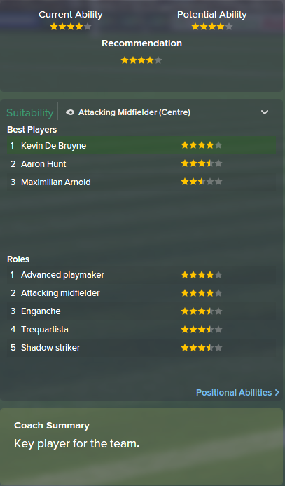 Kevin De Bruyne, FM15, FM 2015, Football Manager 2015, Scout Report, Current & Potential Ability
