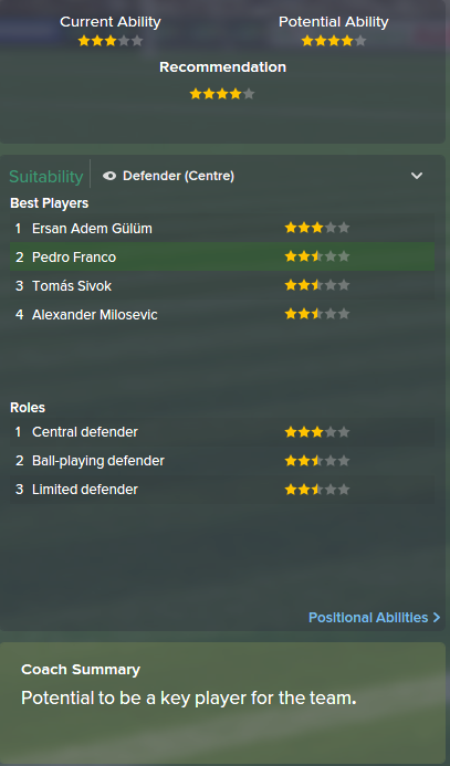 Pedro Franco, FM15, FM 2015, Football Manager 2015, Scout Report, Current & Potential Ability