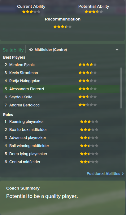 Alessandro Florenzi, FM15, FM 2015, Football Manager 2015, Scout Report, Current & Potential Ability