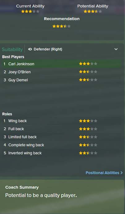 Carl Jenkinson, FM15, FM 2015, Football Manager 2015, Scout Report, Current & Potential Ability