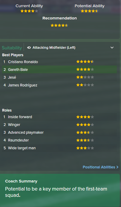Gareth Bale, FM15, FM 2015, Football Manager 2015, Scout Report, Current & Potential Ability