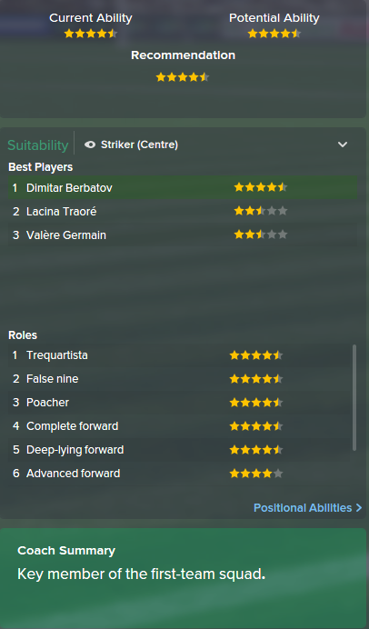 Dimitar Berbatov, FM15, FM 2015, Football Manager 2015, Scout Report, Current & Potential Ability