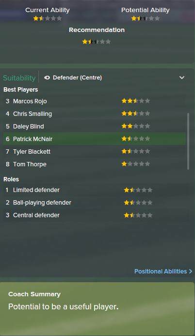 Patrick McNair, FM15, FM 2015, Football Manager 2015, Scout Report, Current & Potential Ability