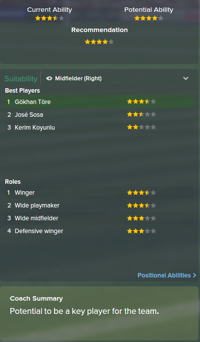 Gokhan Tore, FM15, FM 2015, Football Manager 2015, Scout Report, Current & Potential Ability