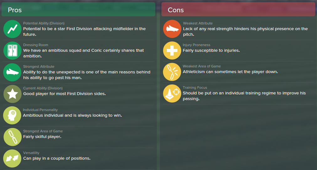 Ante Coric, FM15, FM 2015, Football Manager 2015, Scout Report, Pros & Cons