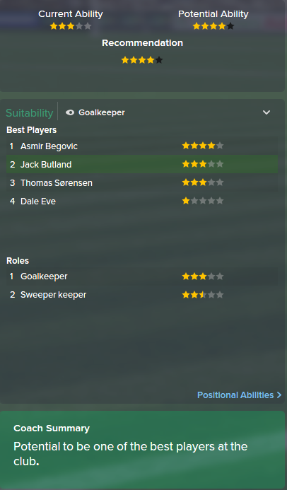 Jack Butland, FM15, FM 2015, Football Manager 2015, Scout Report, Current & Potential Ability