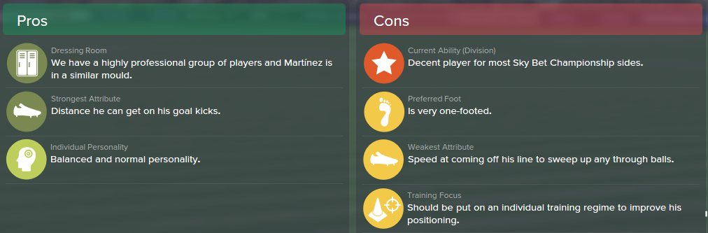 Emiliano Martinez, FM15, FM 2015, Football Manager 2015, Scout Report, Pros & Cons