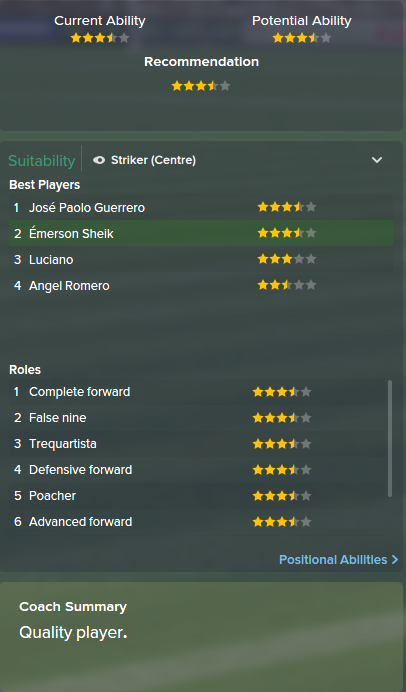 Emerson Sheik, FM15, FM 2015, Football Manager 2015, Scout Report, Current & Potential Ability