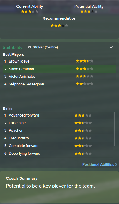 Saido Berahino, FM15, FM 2015, Football Manager 2015, Scout Report, Current & Potential Ability