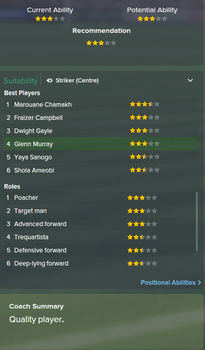Glenn Murray, FM15, FM 2015, Football Manager 2015, Scout Report, Current & Potential Ability