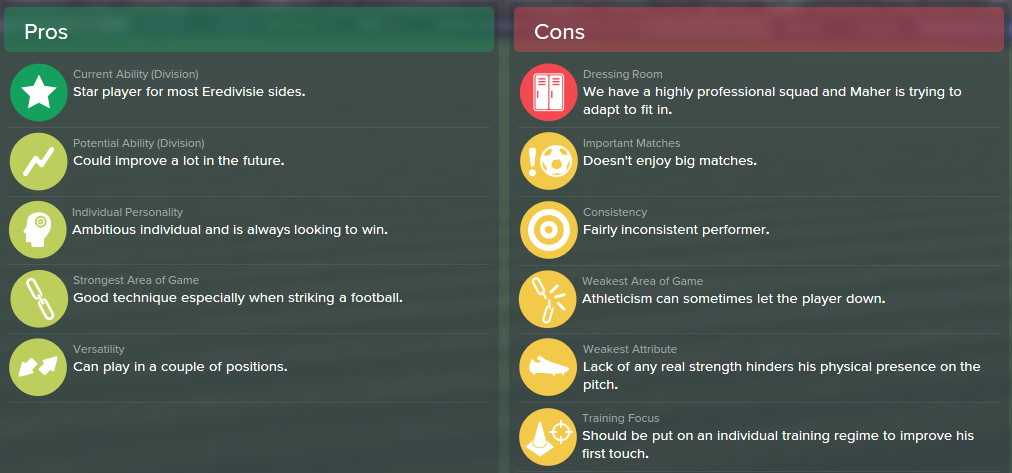 Adam Maher, FM15, FM 2015, Football Manager 2015, Scout Report, Pros & Cons
