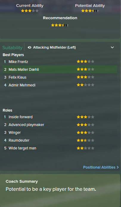 Mats Moller Daehli, FM15, FM 2015, Football Manager 2015, Scout Report, Current & Potential Ability