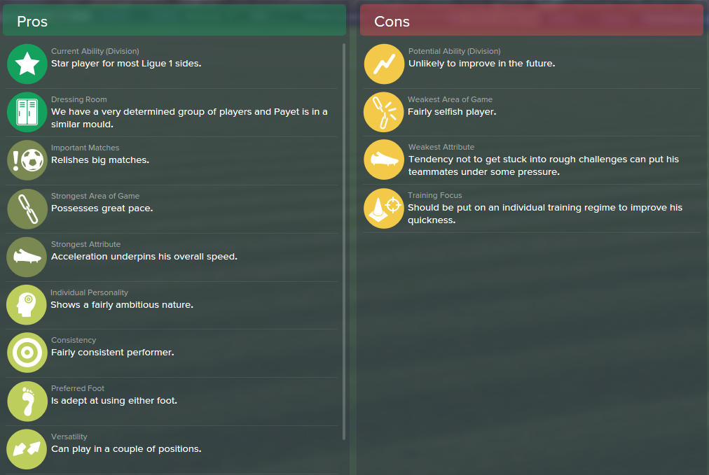 Dimitri Payet, FM15, FM 2015, Football Manager 2015, Scout Report, Pros & Cons