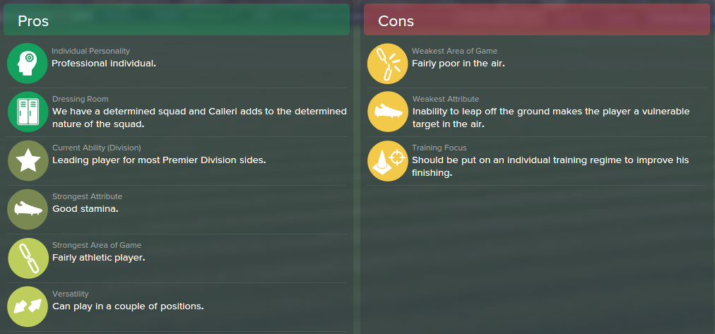 Jonathan Calleri, FM15, FM 2015, Football Manager 2015, Scout Report, Pros & Cons