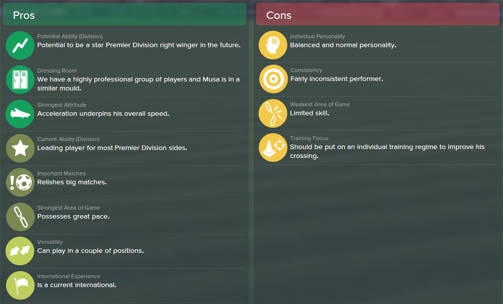 Ahmed Musa, FM15, FM 2015, Football Manager 2015, Scout Report, Pros & Cons