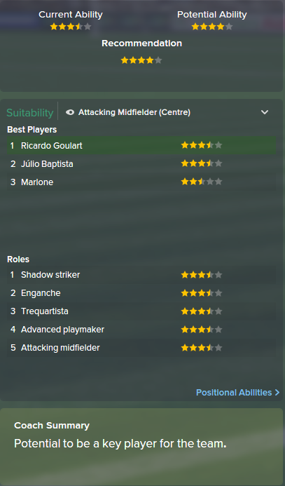 Ricardo Goulart, FM15, FM 2015, Football Manager 2015, Scout Report, Current & Potential Ability