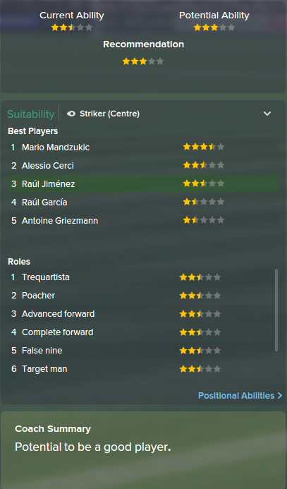 Raul Jimenez, FM15, FM 2015, Football Manager 2015, Scout Report, Current & Potential Ability