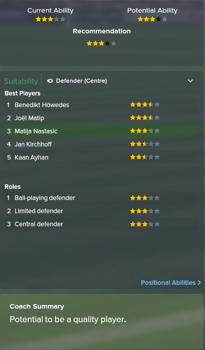 Matija Nastasic, FM15, FM 2015, Football Manager 2015, Scout Report, Current & Potential Ability