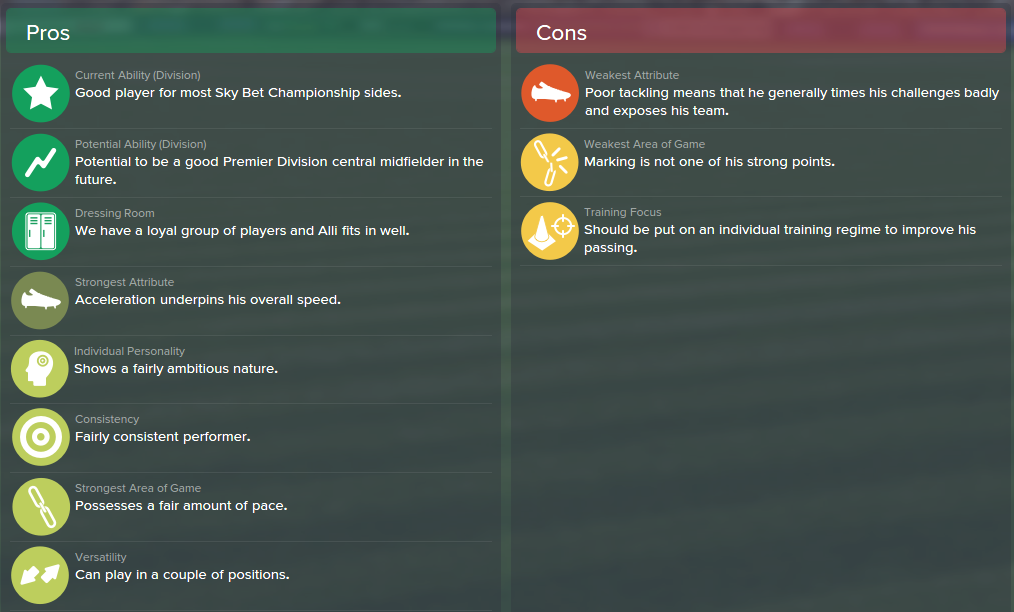 Dele Alli, FM15, FM 2015, Football Manager 2015, Scout Report, Pros & Cons