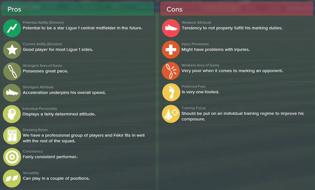 Nabil Fekir, FM15, FM 2015, Football Manager 2015, Scout Report, Pros & Cons