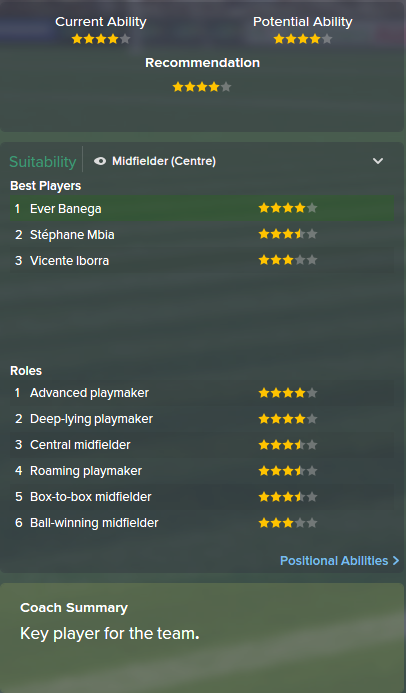 Ever Banega, FM15, FM 2015, Football Manager 2015, Scout Report, Current & Potential Ability
