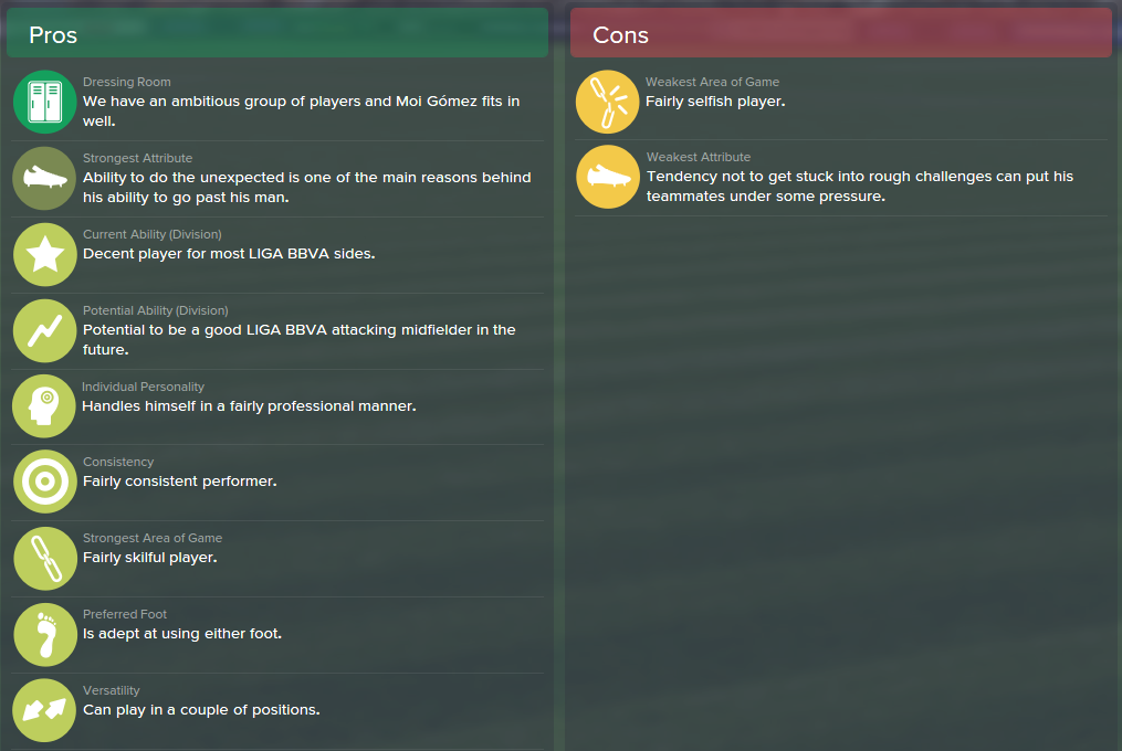 Moi Gomez, FM15, FM 2015, Football Manager 2015, Scout Report, Pros & Cons