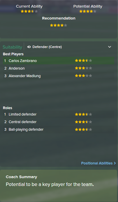 Carlos Zambrano, FM15, FM 2015, Football Manager 2015, Scout Report, Current & Potential Ability