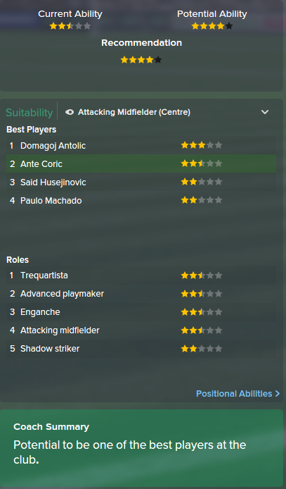 Ante Coric, FM15, FM 2015, Football Manager 2015, Scout Report, Current & Potential Ability