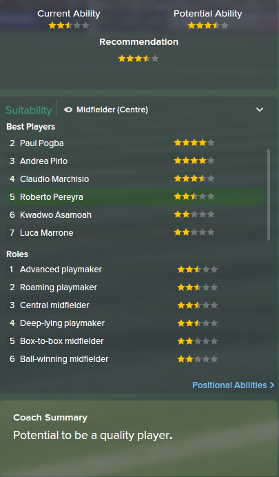 Roberto Pereyra, FM15, FM 2015, Football Manager 2015, Scout Report, Current & Potential Ability