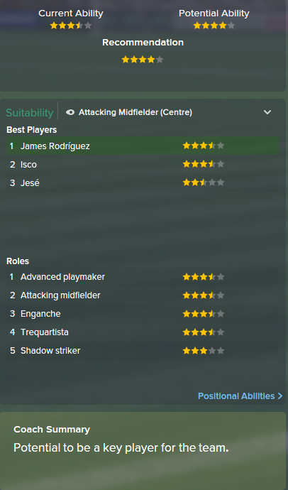 James Rodriguez, FM15, FM 2015, Football Manager 2015, Scout Report, Current & Potential Ability