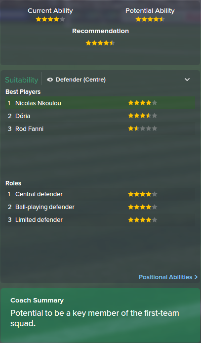 Nicolas Nkoulou, FM15, FM 2015, Football Manager 2015, Scout Report, Current & Potential Ability