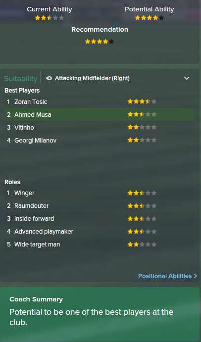 Ahmed Musa, FM15, FM 2015, Football Manager 2015, Scout Report, Current & Potential Ability