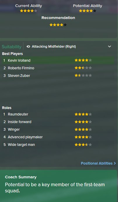 Kevin Volland, FM15, FM 2015, Football Manager 2015, Scout Report, Current & Potential Ability