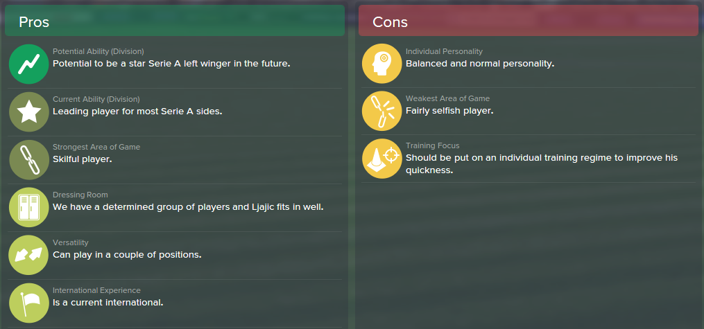 Adem Ljajic, FM15, FM 2015, Football Manager 2015, Scout Report, Pros & Cons