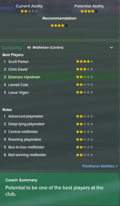 Emerson Hyndman, FM15, FM 2015, Football Manager 2015, Scout Report, Current & Potential Ability