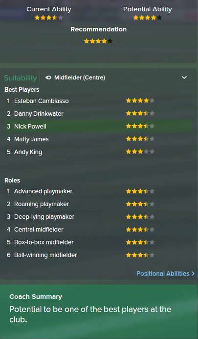 Nick Powell, FM15, FM 2015, Football Manager 2015, Scout Report, Current & Potential Ability