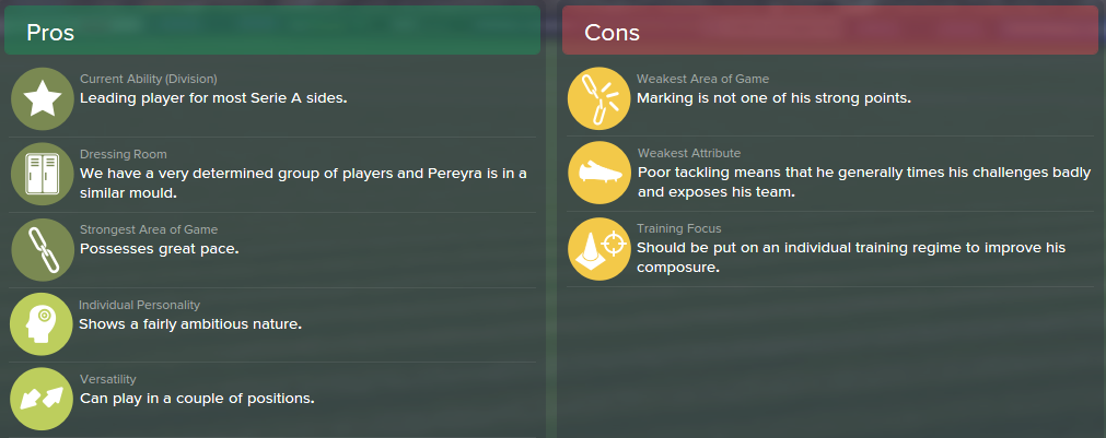 Roberto Pereyra, FM15, FM 2015, Football Manager 2015, Scout Report, Pros & Cons