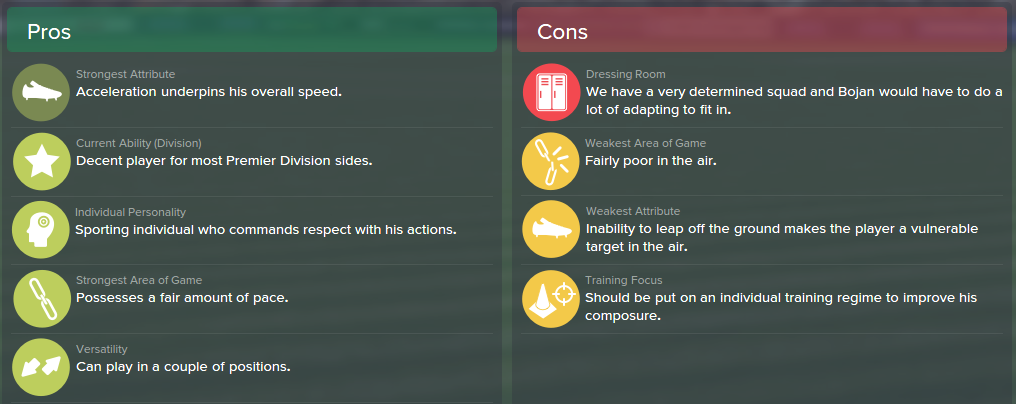 Bojan, FM15, FM 2015, Football Manager 2015, Scout Report, Pros & Cons