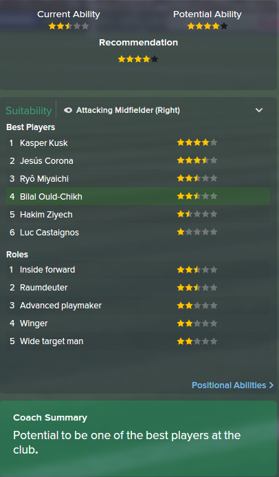 Bilal Ould-Chikh, FM15, FM 2015, Football Manager 2015, Scout Report, Current & Potential Ability