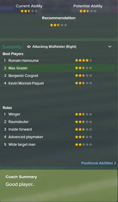 Max Gradel, FM15, FM 2015, Football Manager 2015, Scout Report, Current & Potential Ability