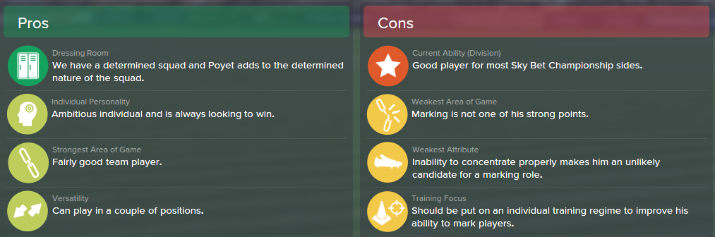 Diego Poyet, FM15, FM 2015, Football Manager 2015, Scout Report, Pros & Cons