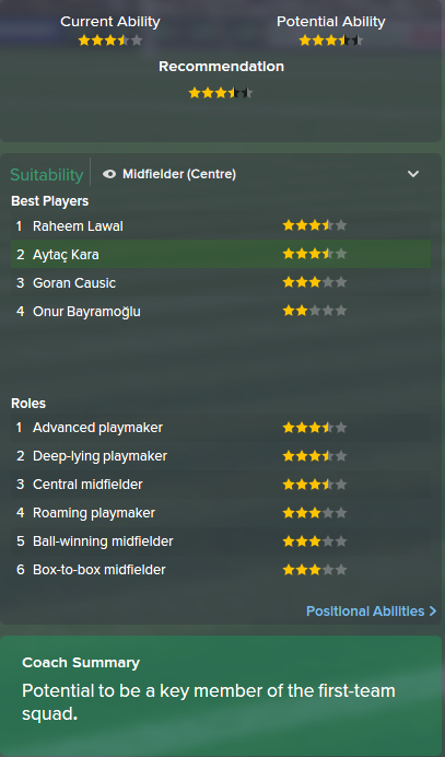 Aytac Kara, FM15, FM 2015, Football Manager 2015, Scout Report, Current & Potential Ability