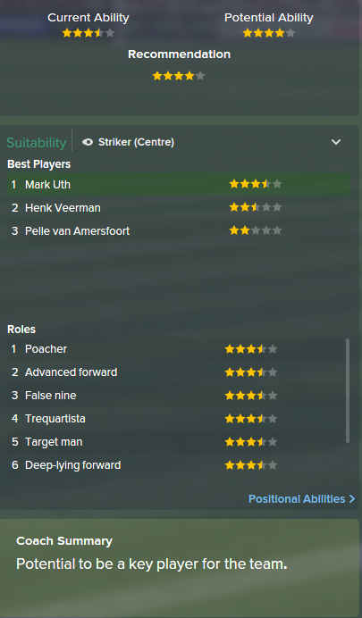 Mark Uth, FM15, FM 2015, Football Manager 2015, Scout Report, Current & Potential Ability