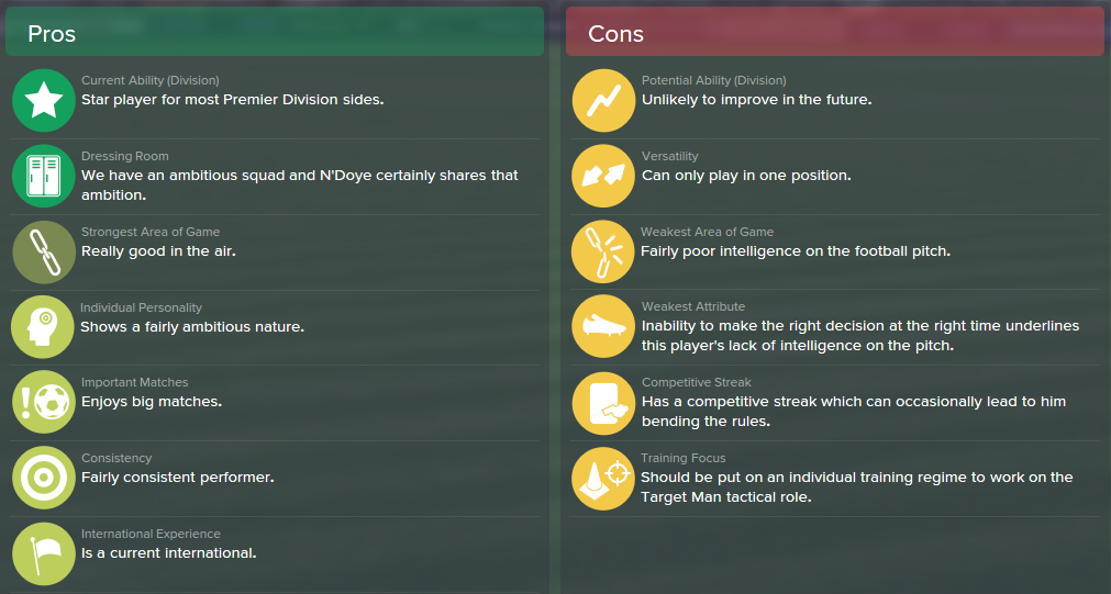Dame N'Doye, FM15, FM 2015, Football Manager 2015, Scout Report, Pros & Cons