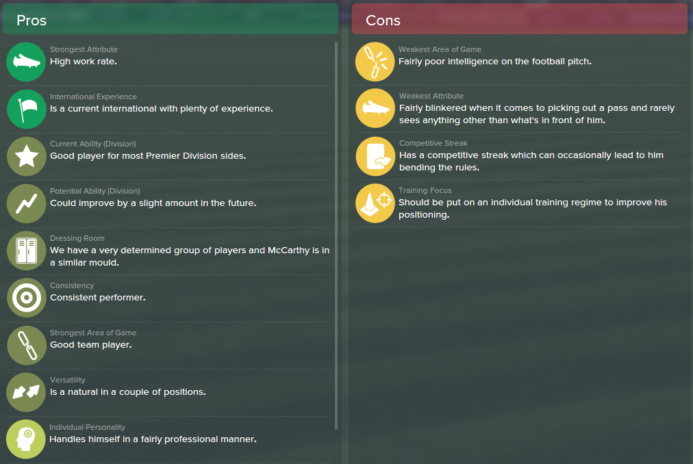 James McCarthy, FM15, FM 2015, Football Manager 2015, Scout Report, Pros & Cons